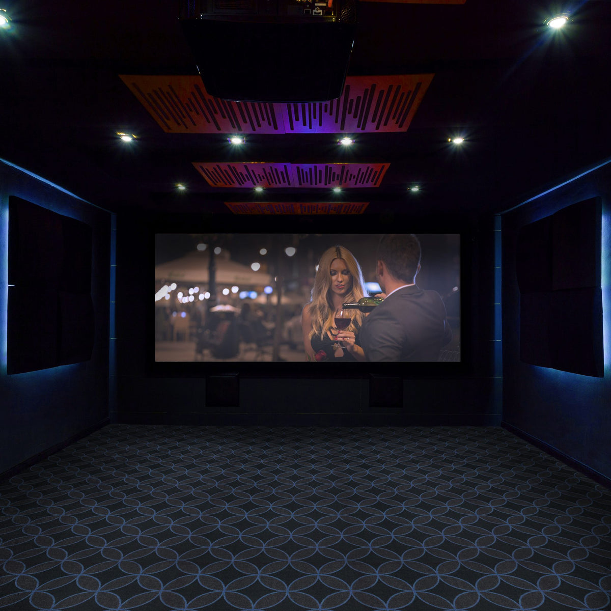 Eclipse home theater carpet in a finished theater room