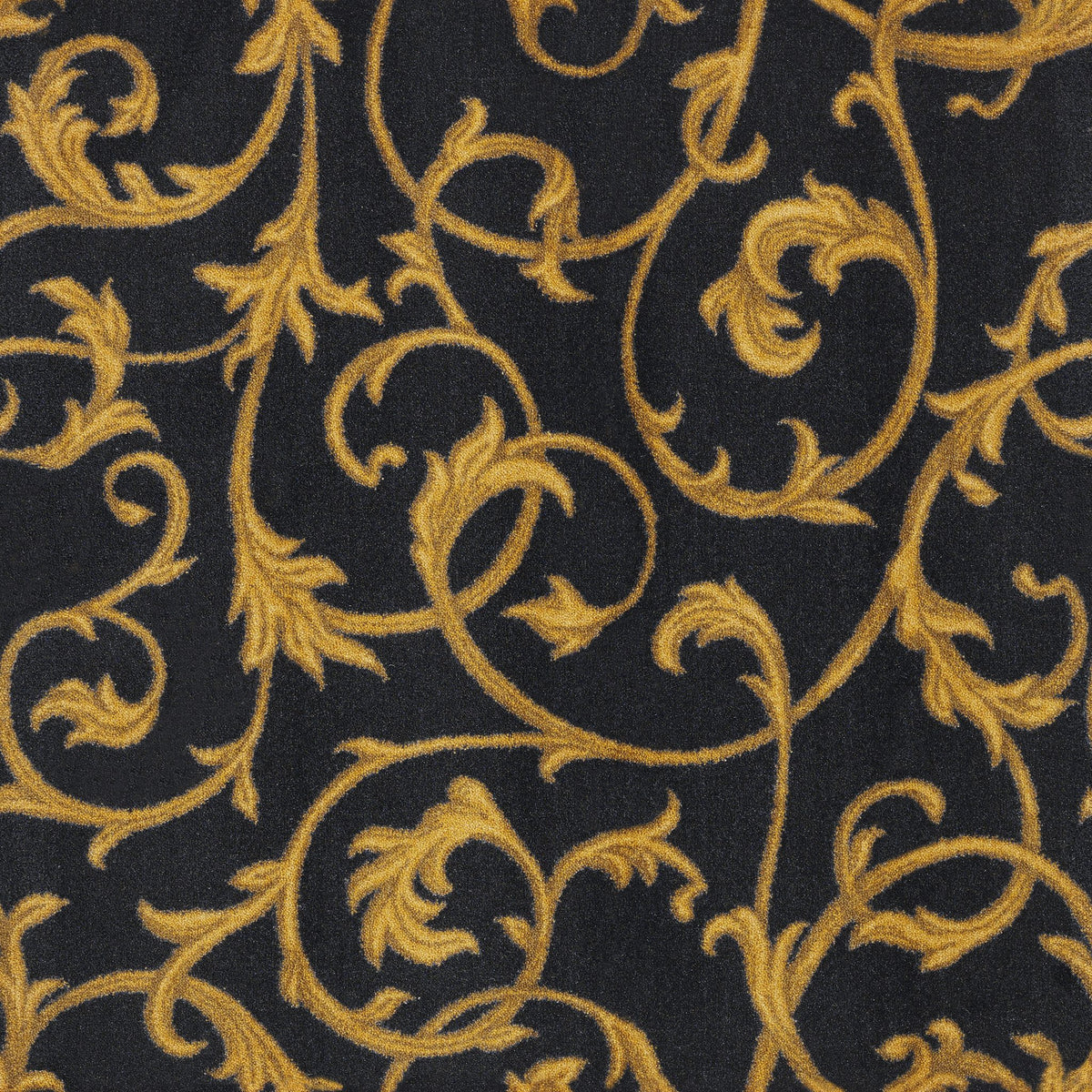 Acanthus home theater carpet in Black — pattern detail, 13'6 inch broadloom