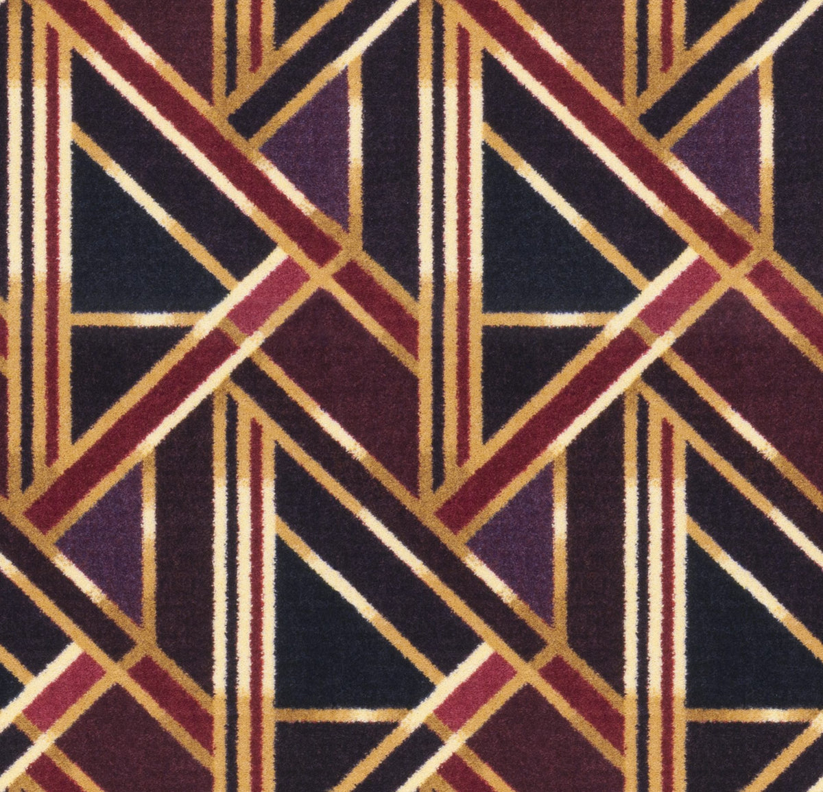 Moderne home theater carpet in Ruby — pattern detail, 13'6 inch broadloom