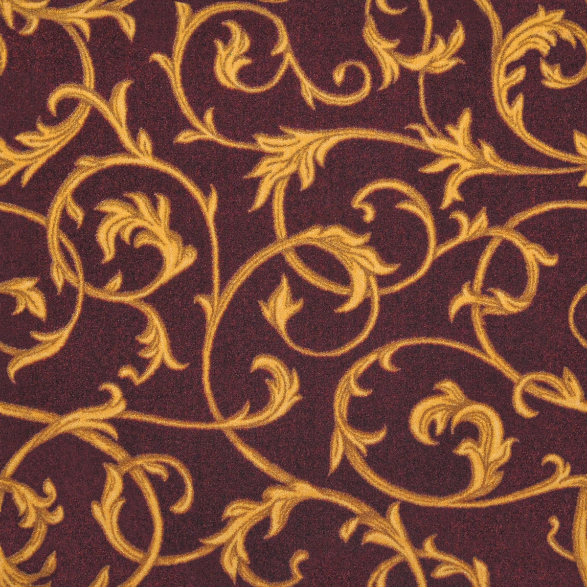 Acanthus home theater carpet in Burgundy — pattern detail, 13'6 inch broadloom