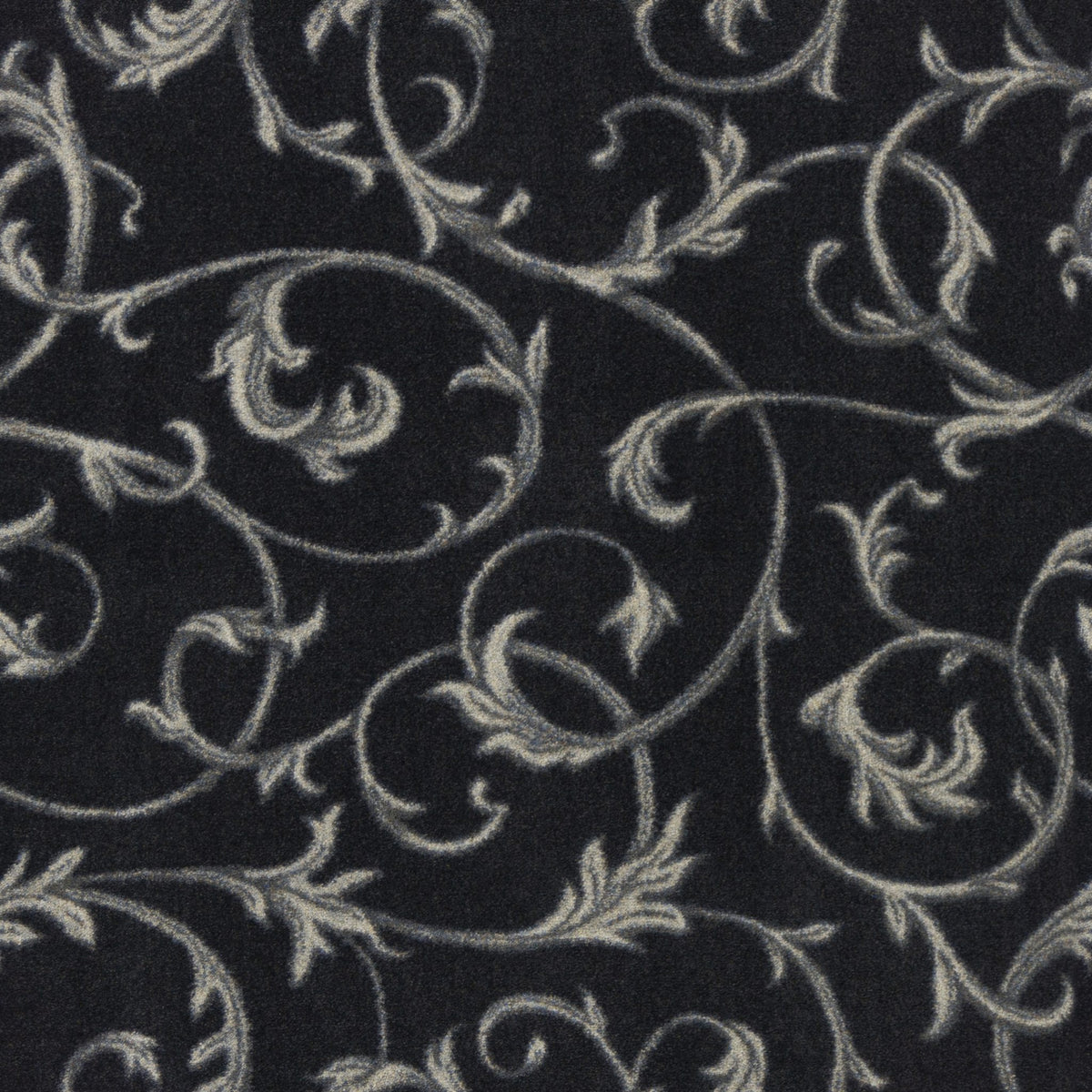 Acanthus home theater carpet in Charcoal — pattern detail, 13'6 inch broadloom
