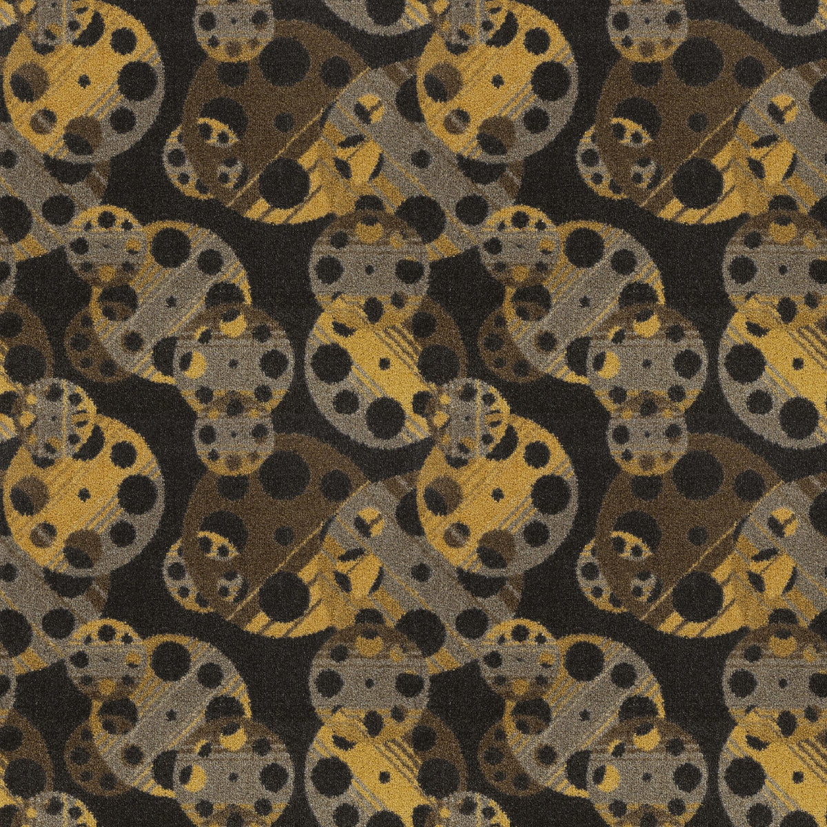 Reeling home theater carpet in Brown — film reel pattern detail