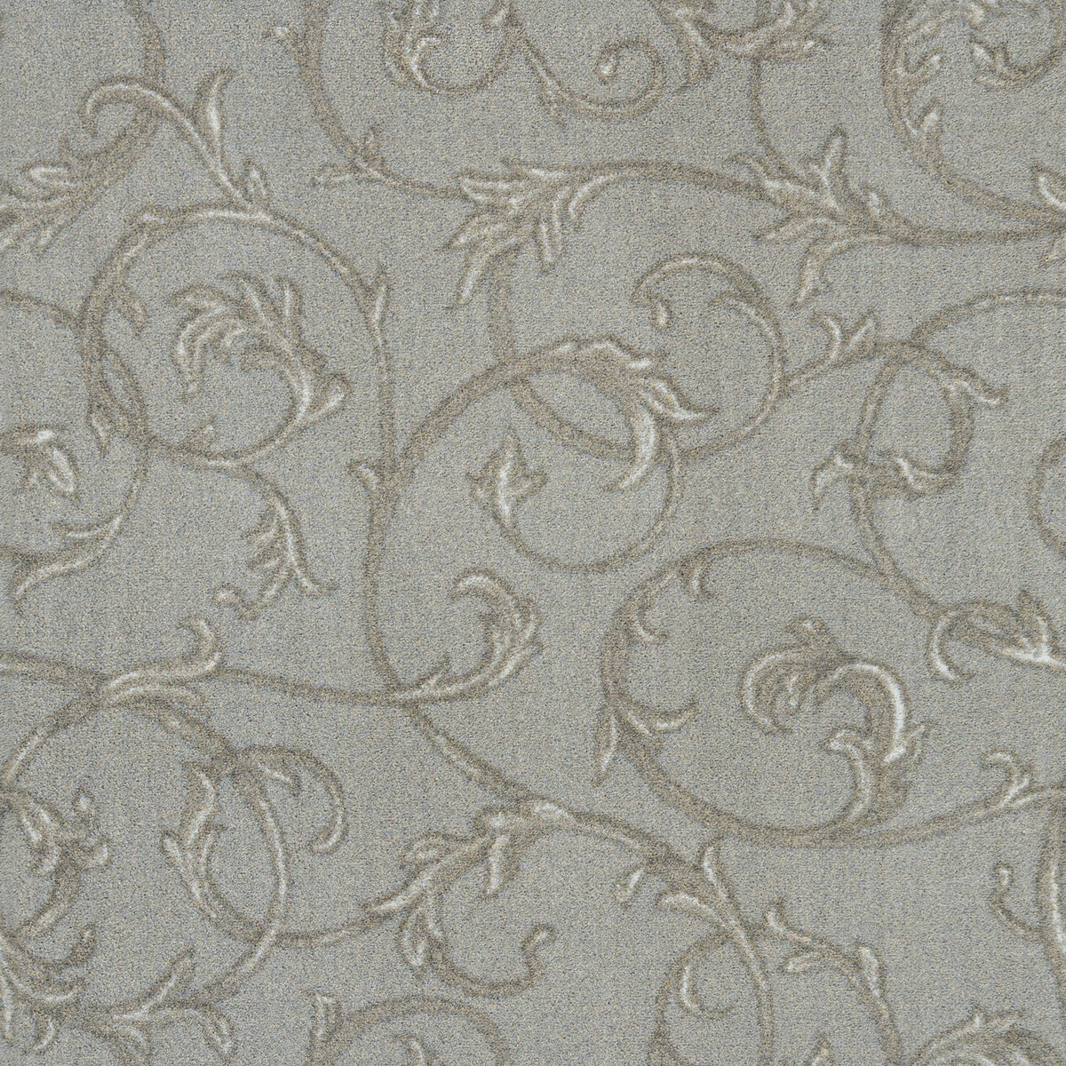 Acanthus home theater carpet in Morning Fog — pattern detail, 13'6 inch broadloom