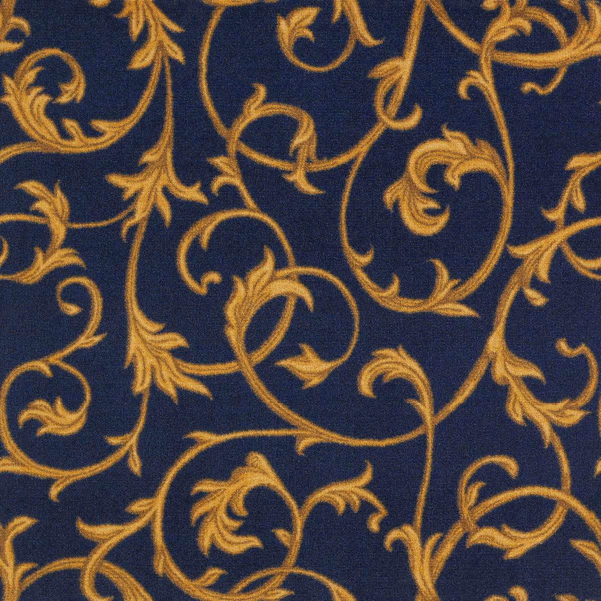 Acanthus home theater carpet in Navy — pattern detail, 13'6 inch broadloom