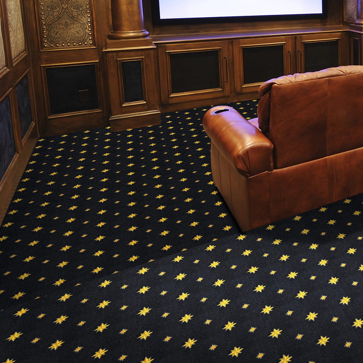 Walk of Fame carpet in Black — angled close-up of printed pattern